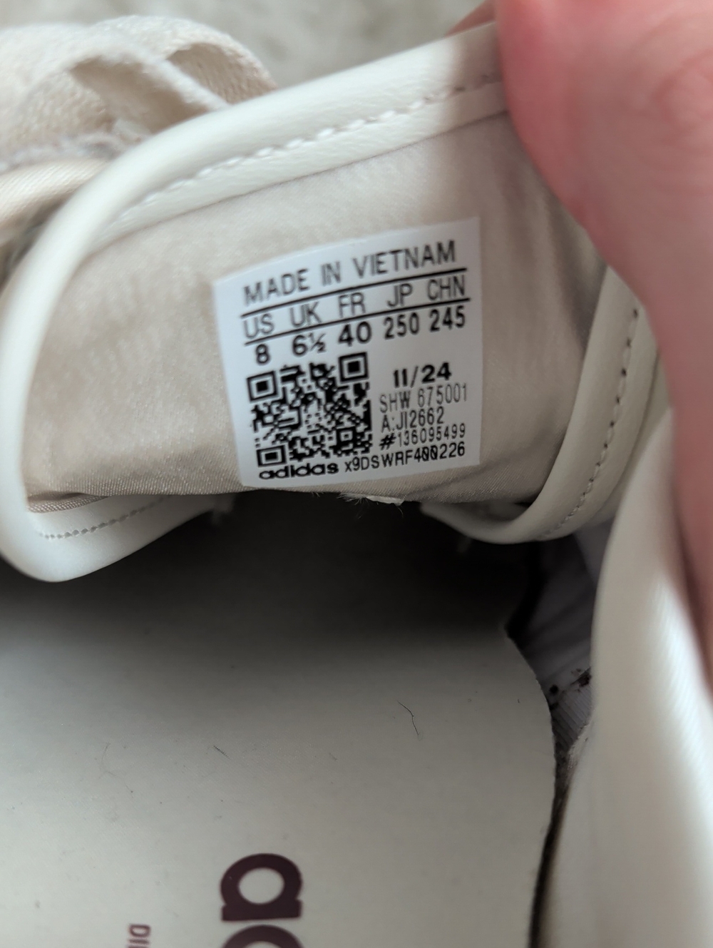 Adidas Japan Women's Off-White Sneakers with Burgundy Stripes - Picture 7 of 8